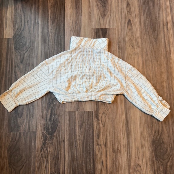 Zara Plaid Cropped Top cream and black size small - Picture 10 of 11